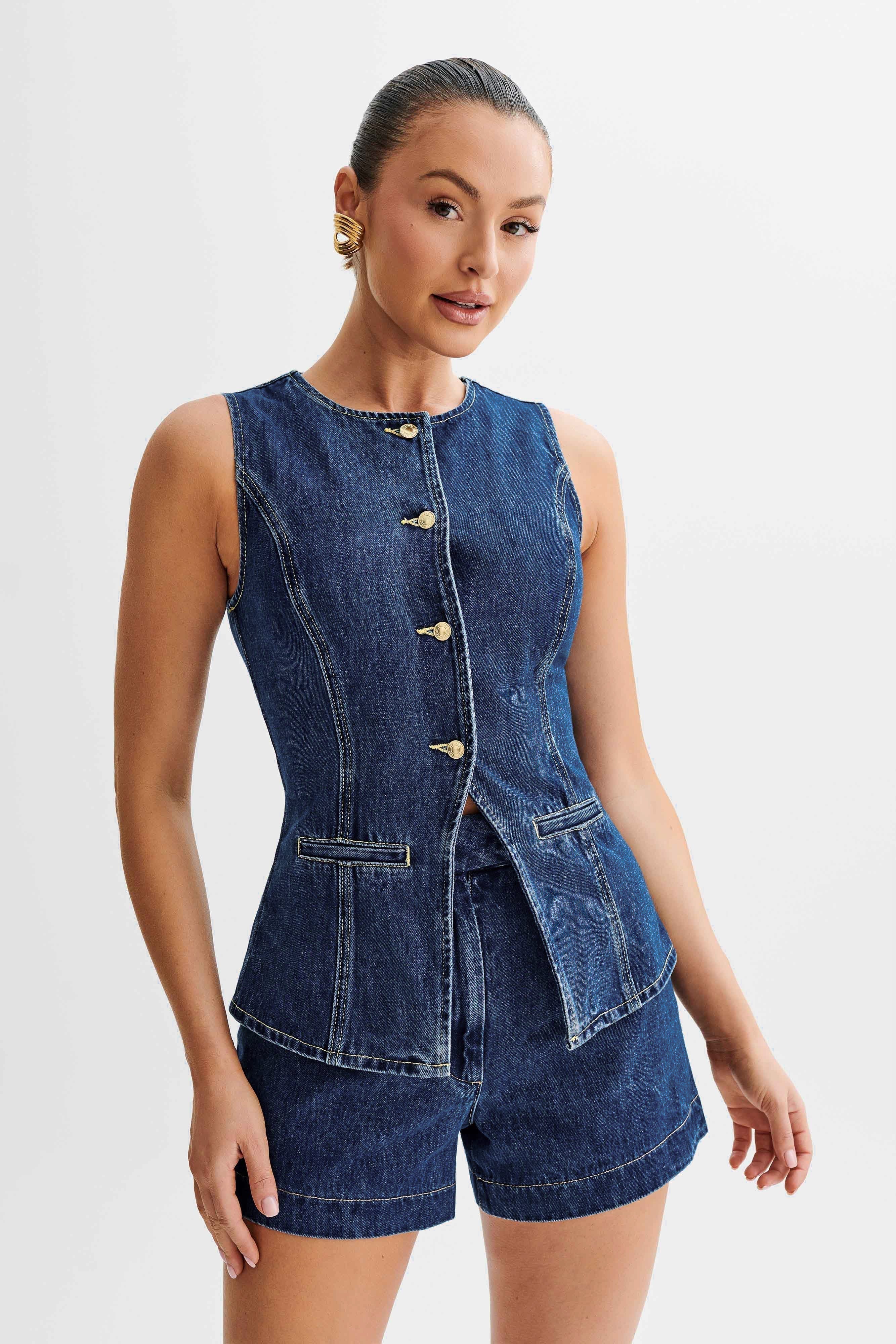 Sofie | Trendy denim sæt med knapper