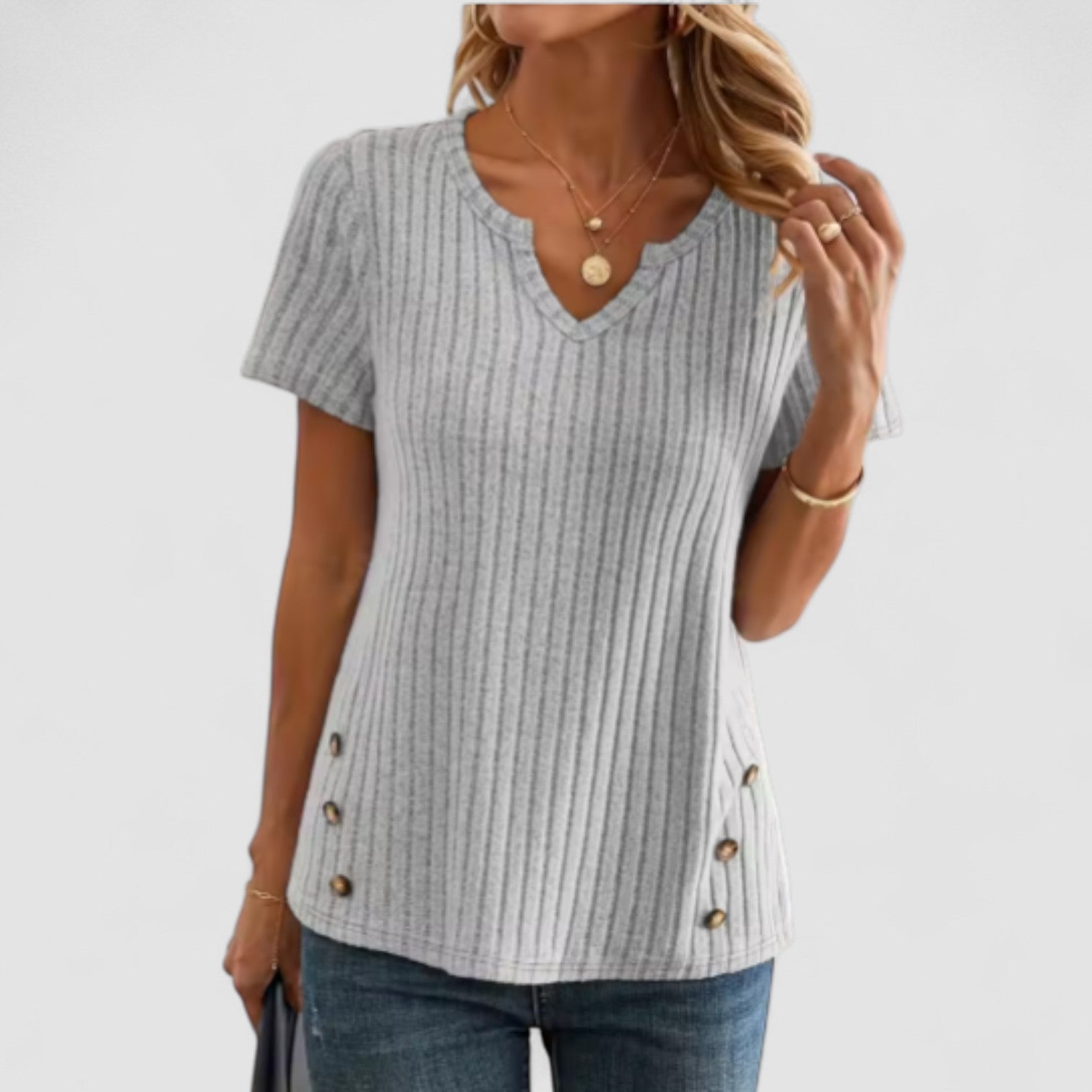 Sofie | Elsa – V-hals top med diskrete detaljer