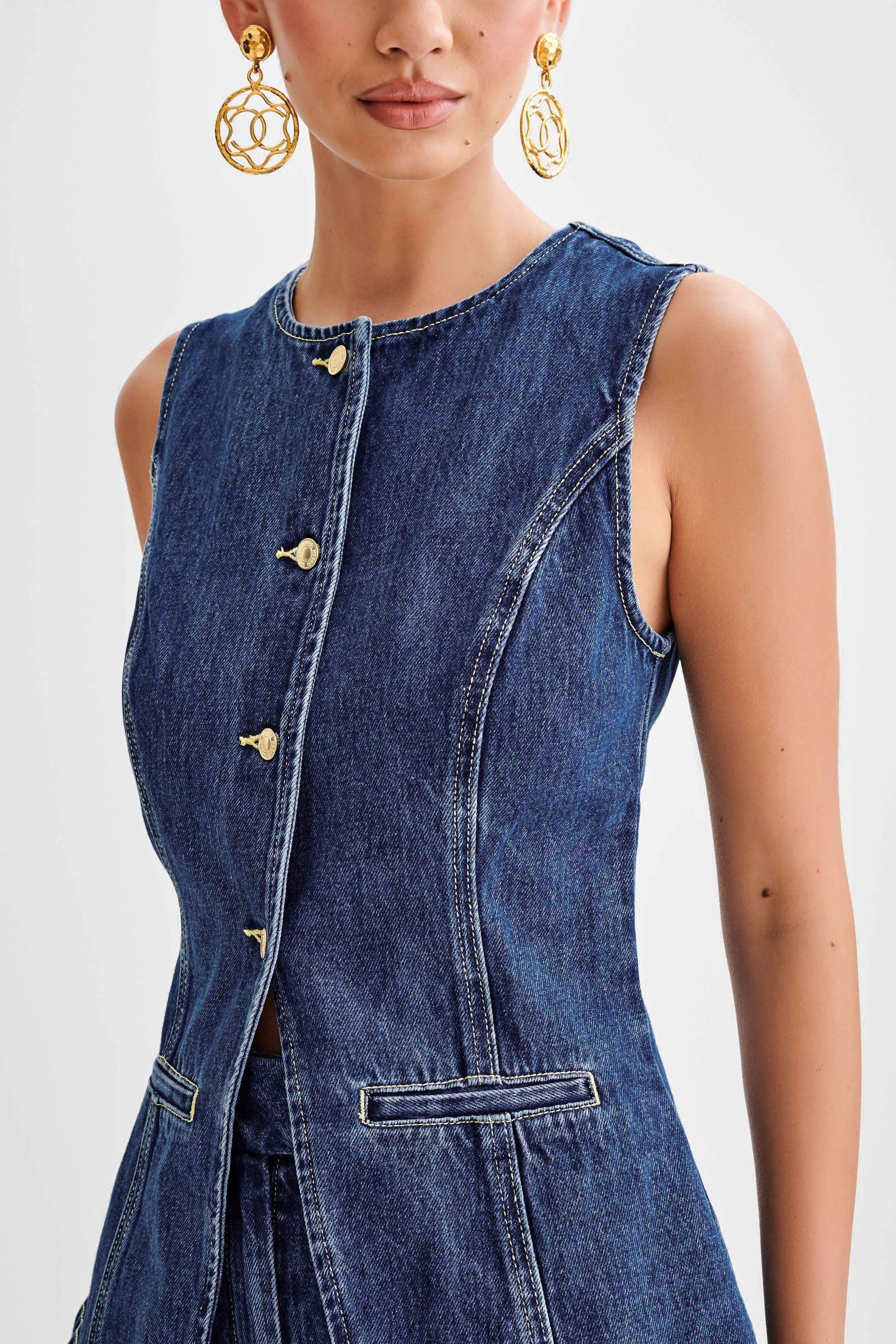 Sofie | Trendy denim sæt med knapper