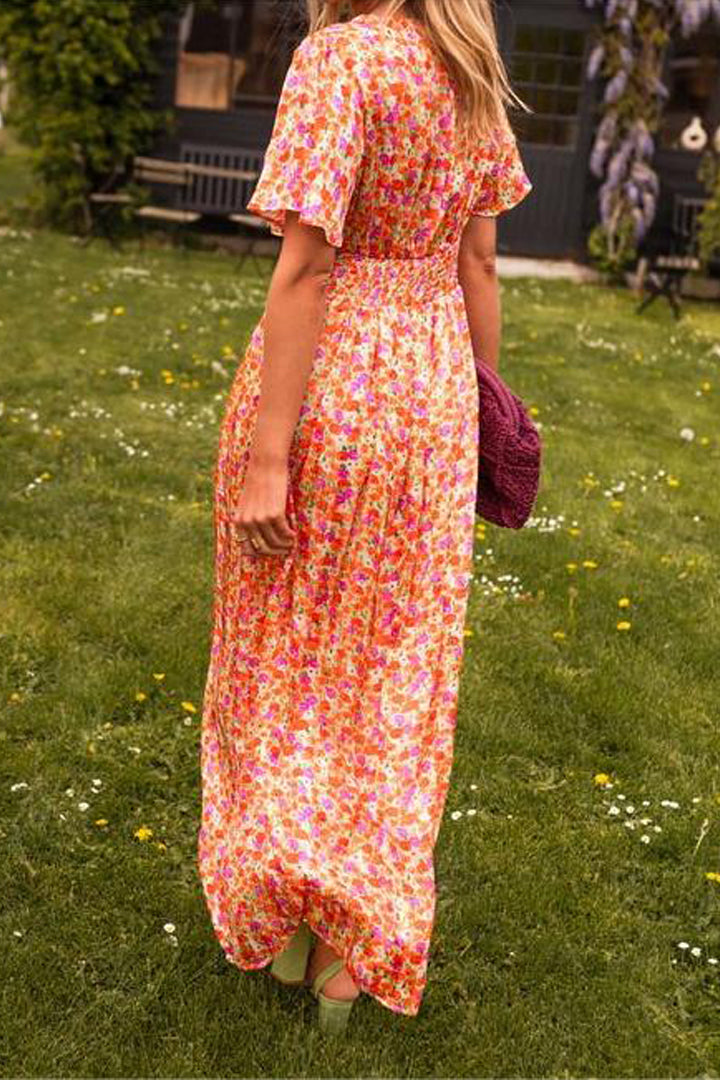 Pauline | Lang kjole med blomsterdesign