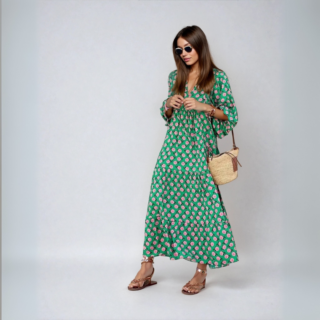 Elin | Maxi Kjole i Boho Bomuld