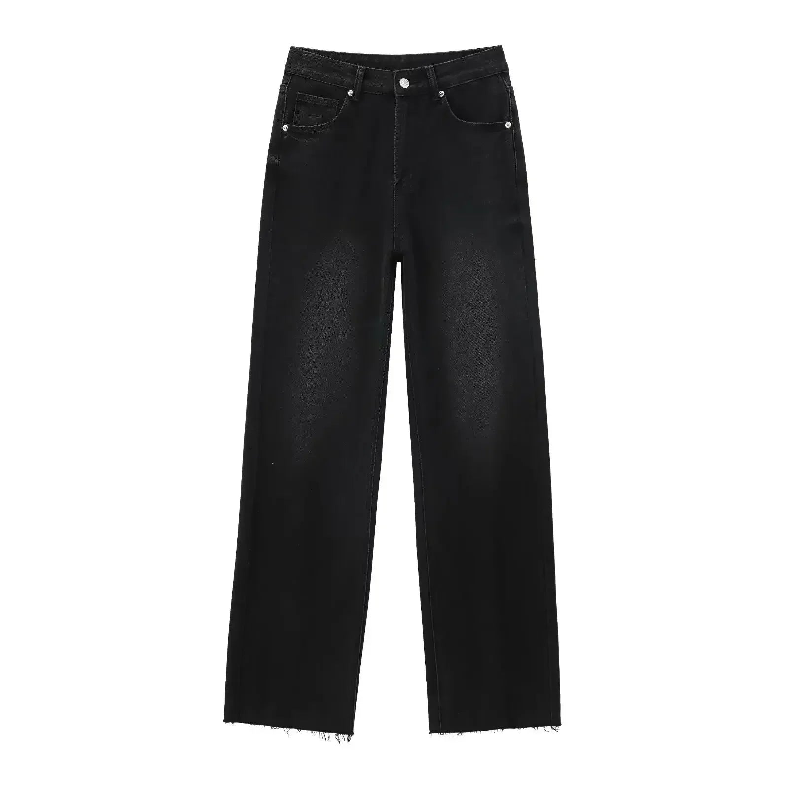 Sofie | Elegant Sorte Jeans med Rå Finish