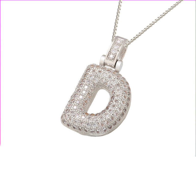 Pave Bubble Halskæde med Initial | 18k Guld