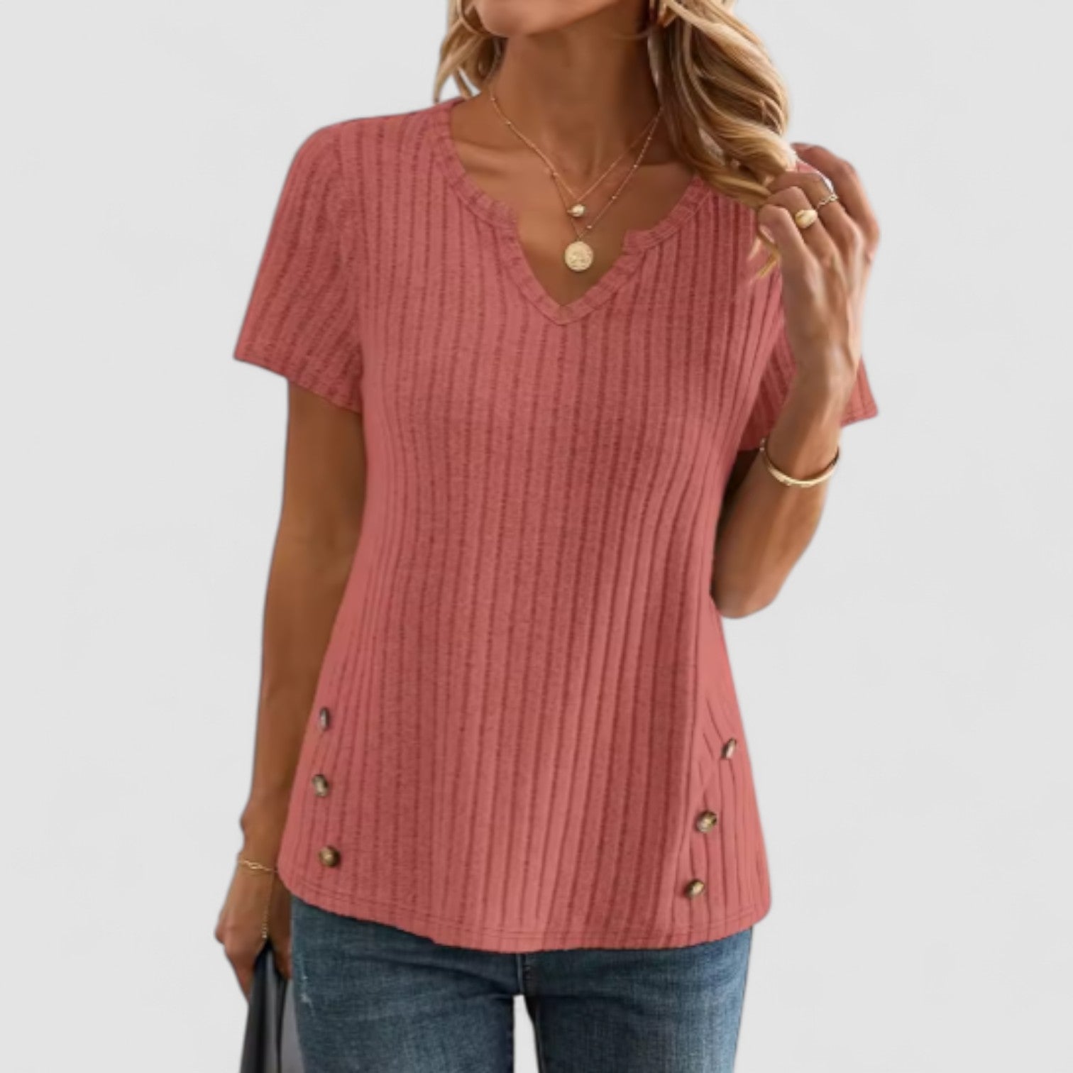 Sofie | Elsa – V-hals top med diskrete detaljer