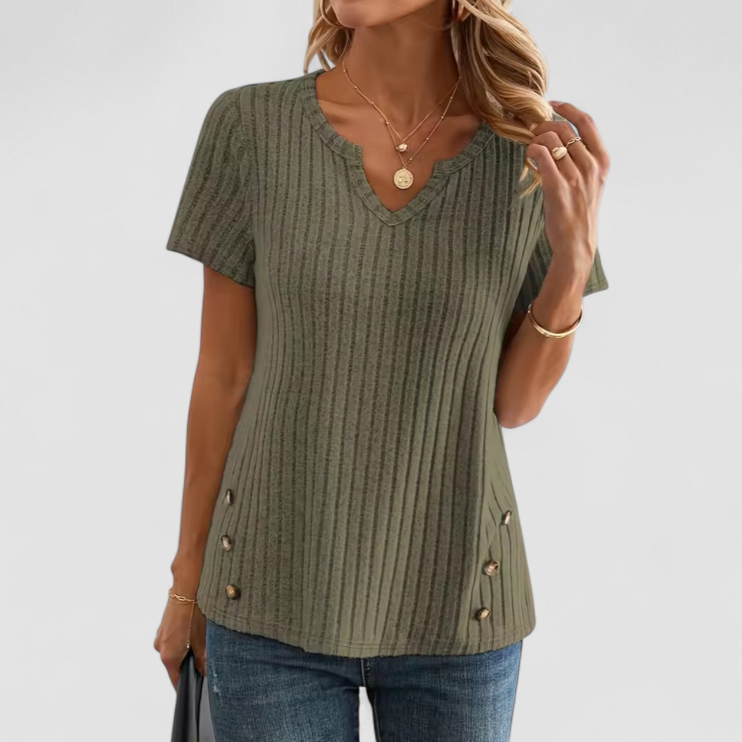 Sofie | Elsa – V-hals top med diskrete detaljer