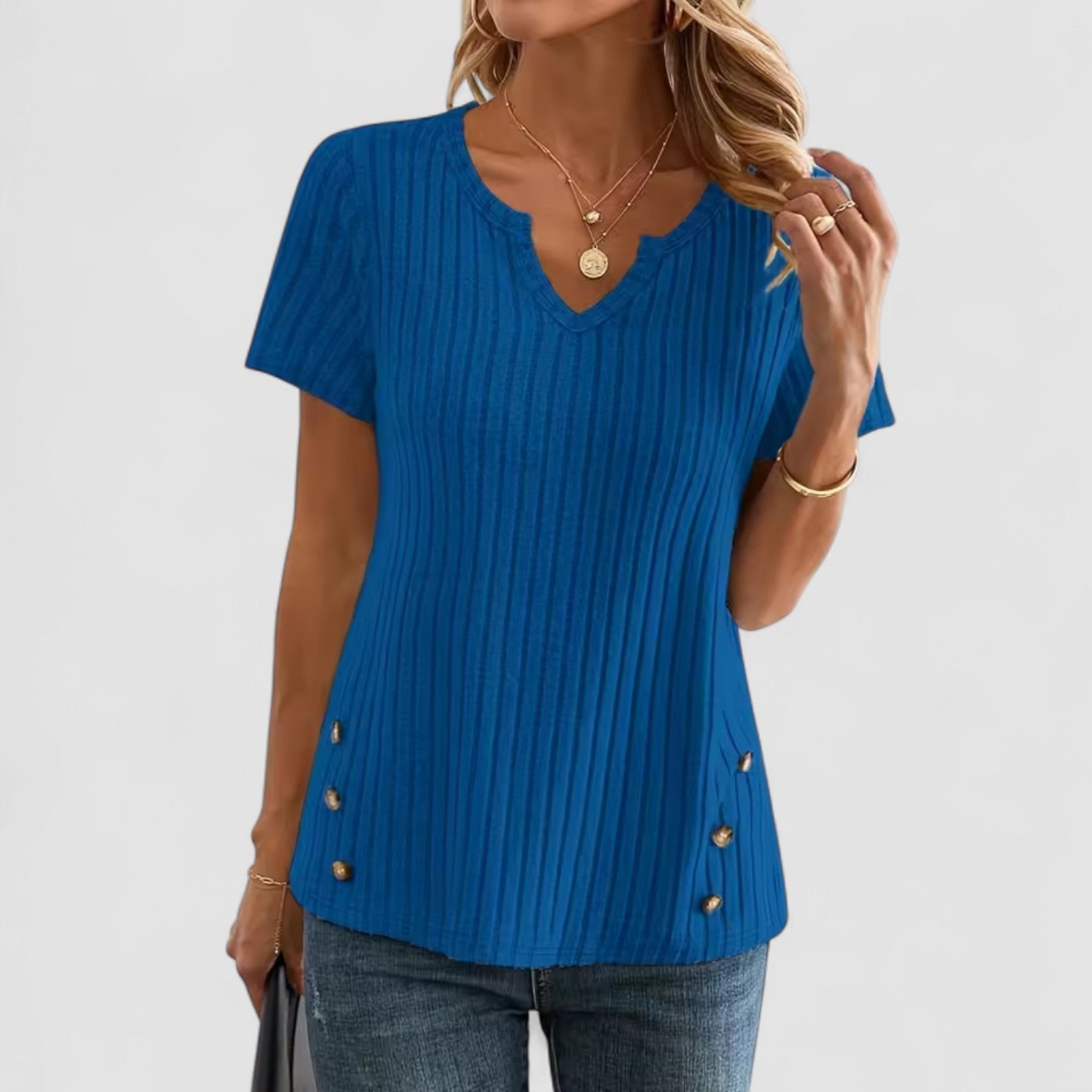 Sofie | Elsa – V-hals top med diskrete detaljer